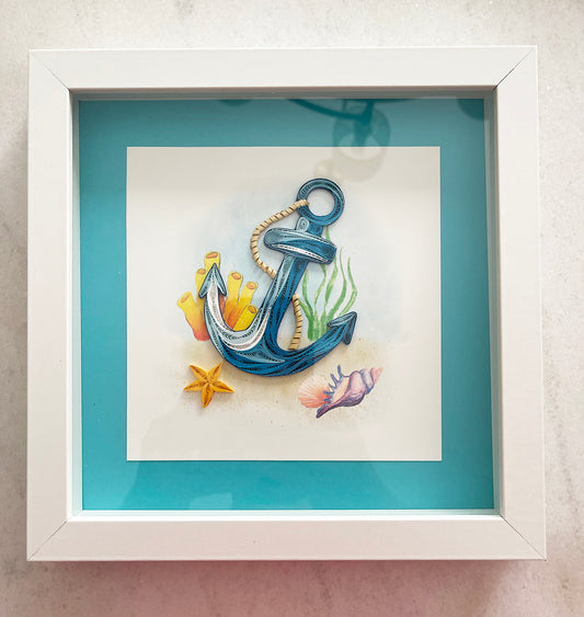 8" x 8" Framed Quilled Artwork (Anchor)