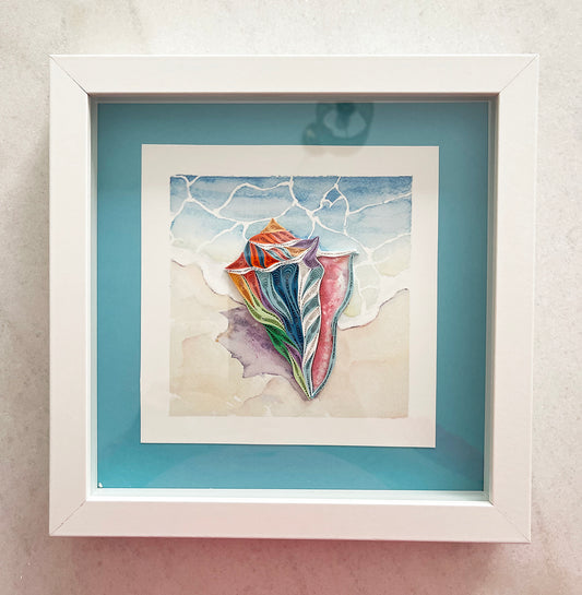 8" x 8" Framed Quilled Artwork (Shell)