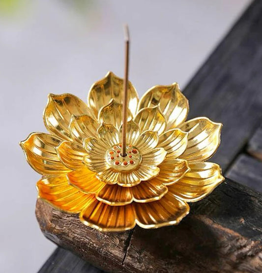 Golden Lotus Incense Holder