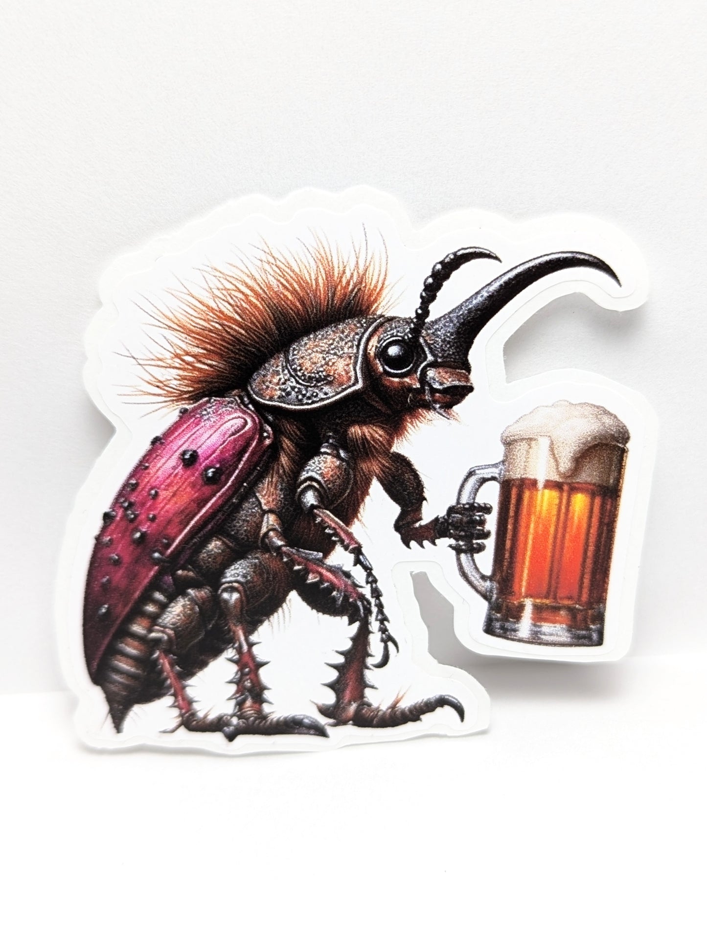 Punk Weevil Holding a Beer Watercolor Vinyl Sticker