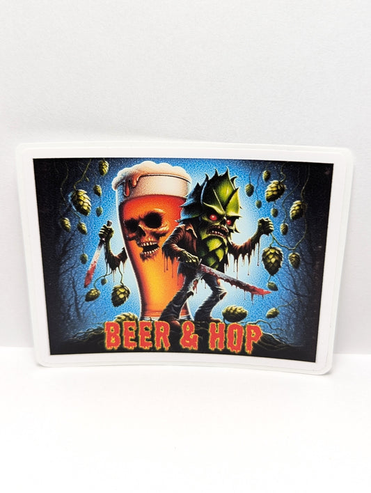 Beer and Hop Horror Movie Poster Vinyl Sticker