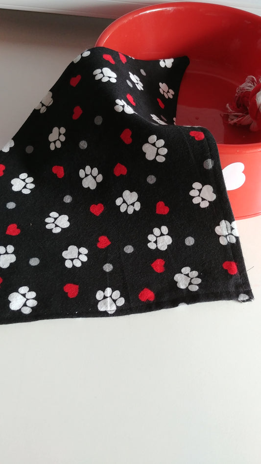 Black with Paws Dog Bandana-Small