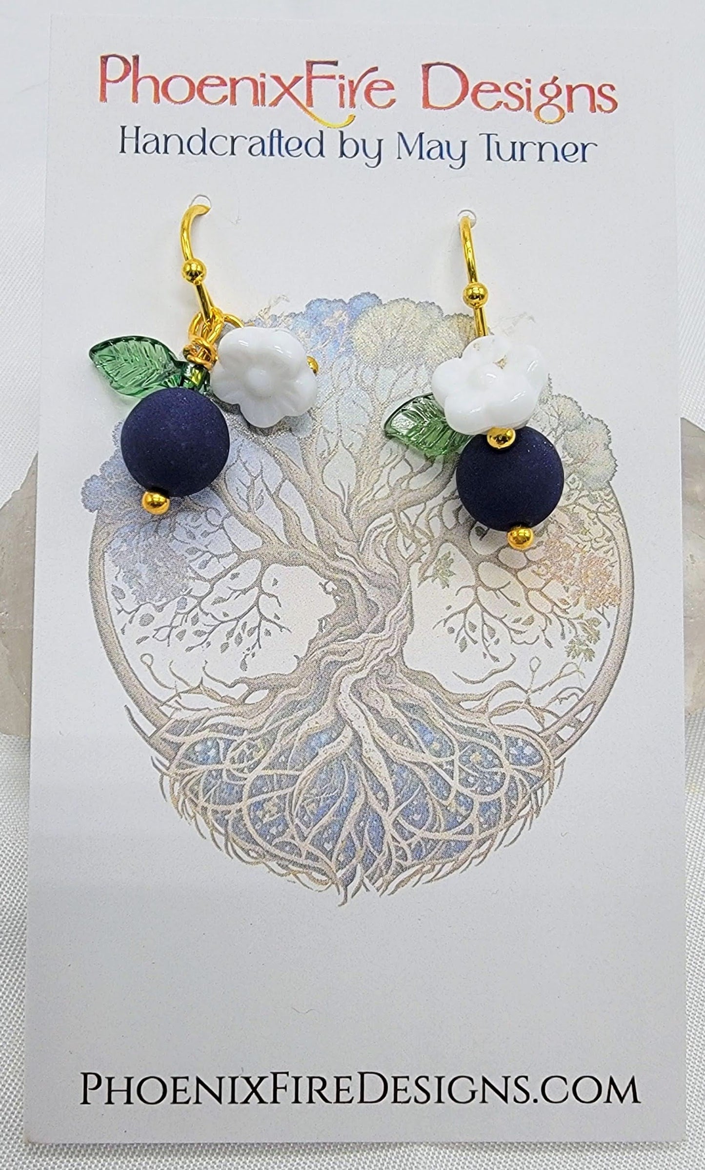 Blueberry Blossom Earrings on 14kgf Hooks