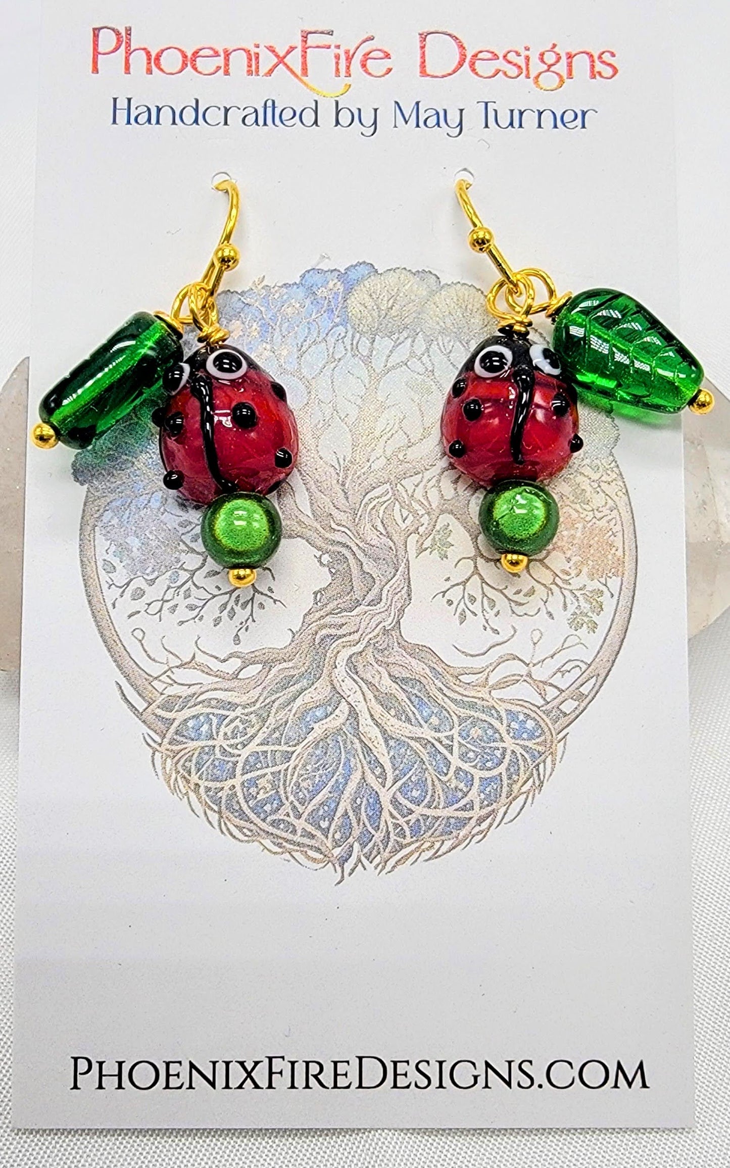 Ladybug Earrings on 14kgf Hooks