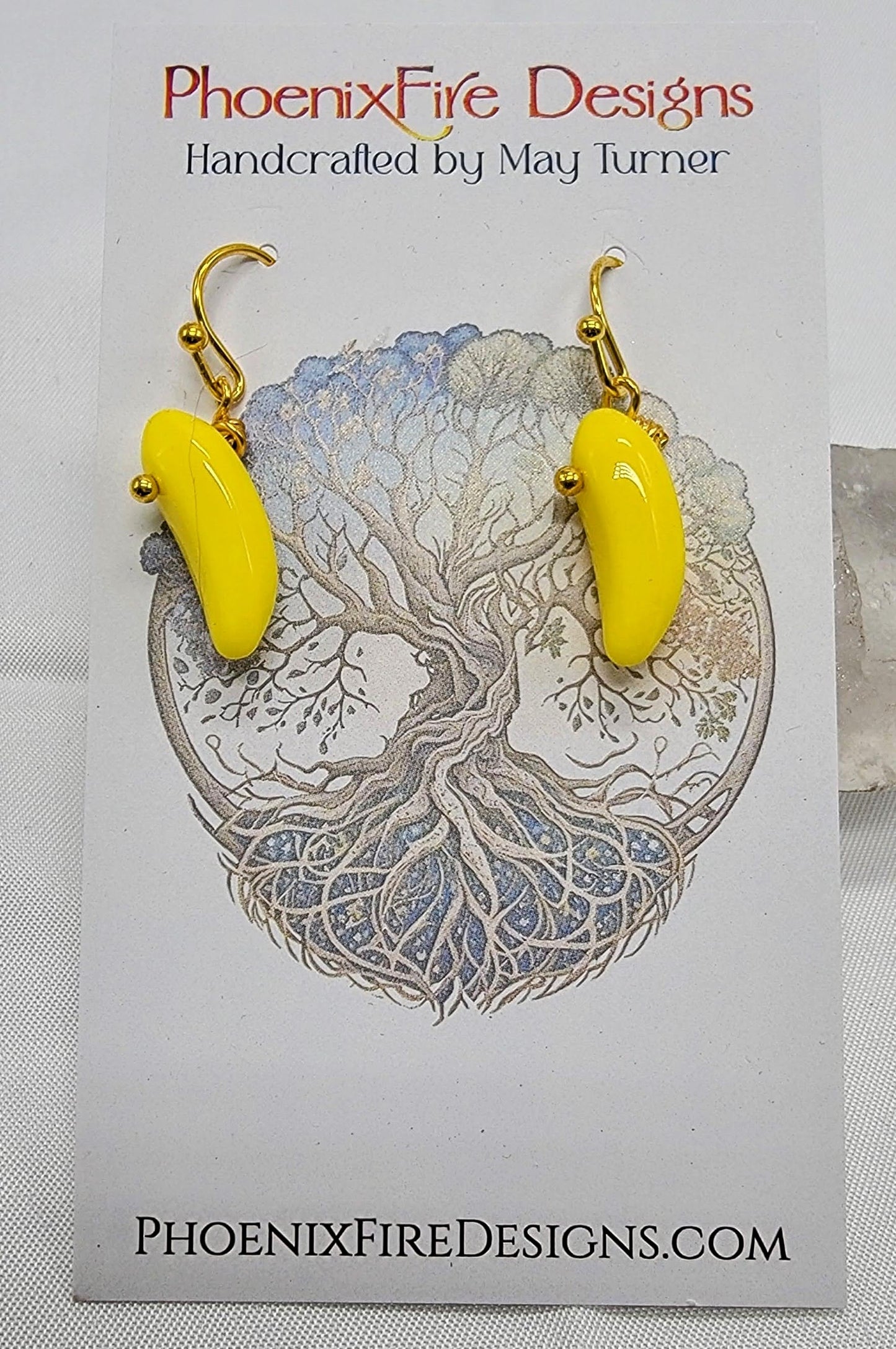 Banana Earrings on 14kgf Hooks