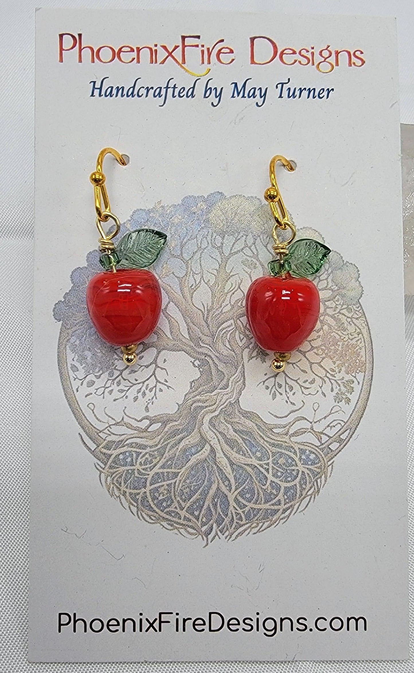 Red Apple Earrings on 14kgf Hooks