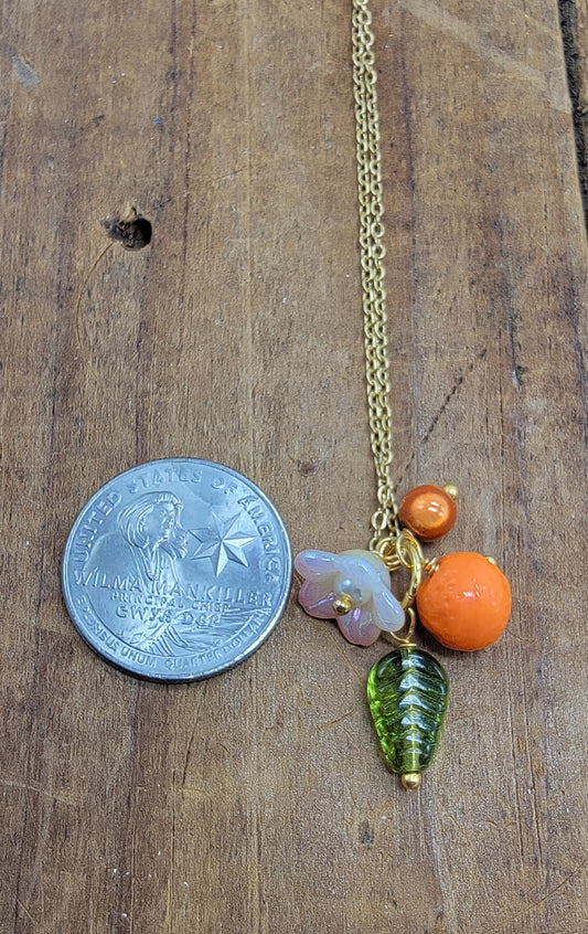 Orange Blossom Necklace Hypoallergenic Surgical Steel Gold Chain