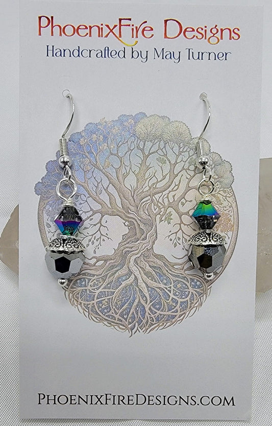 Peacock Multi Swarovski Crystal Sterling Earrings