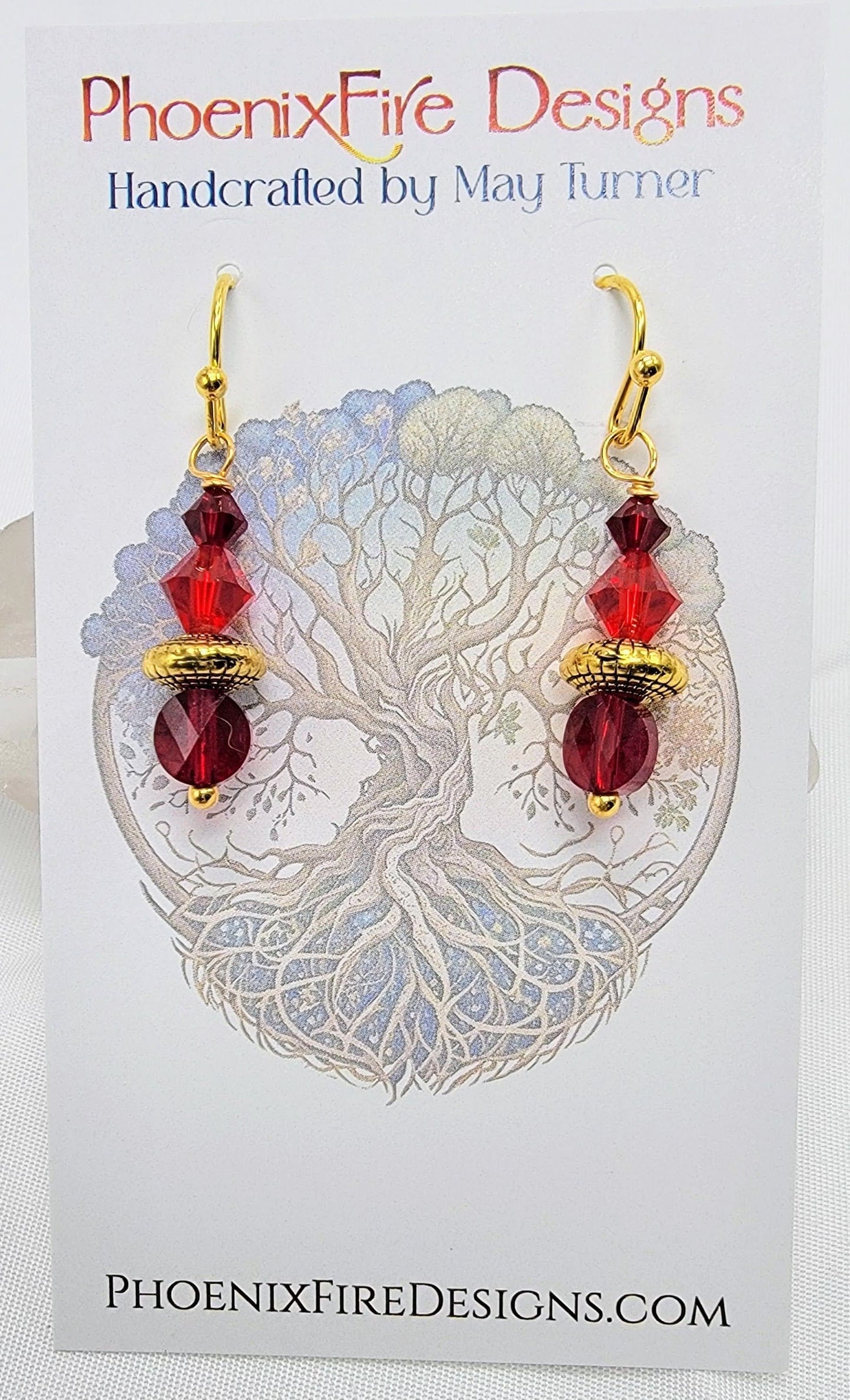 Multi-Red Swarovski Crystal Earrings 14kgf