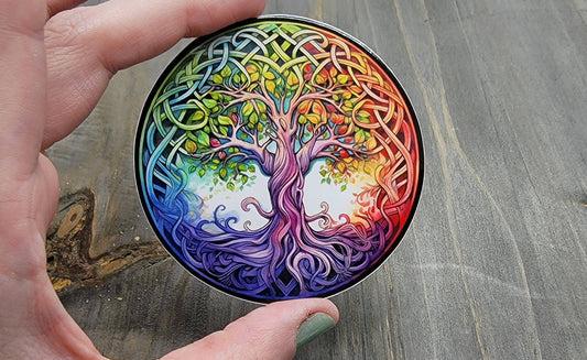 3" Celtic Knot Rainbow Tree of Life Waterproof Vinyl Decal Sticker