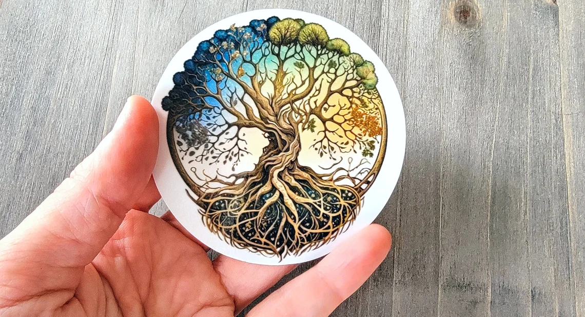 3" Four Seasons Tree of Life Waterproof Vinyl Decal Sticker