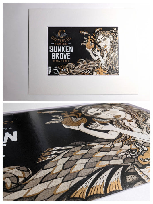 Upcycled Coppertail Sunken Grove Matted Beer Packaging