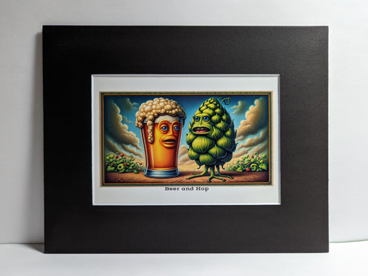 Beer and Hop Realistic Surrealism Matted Print