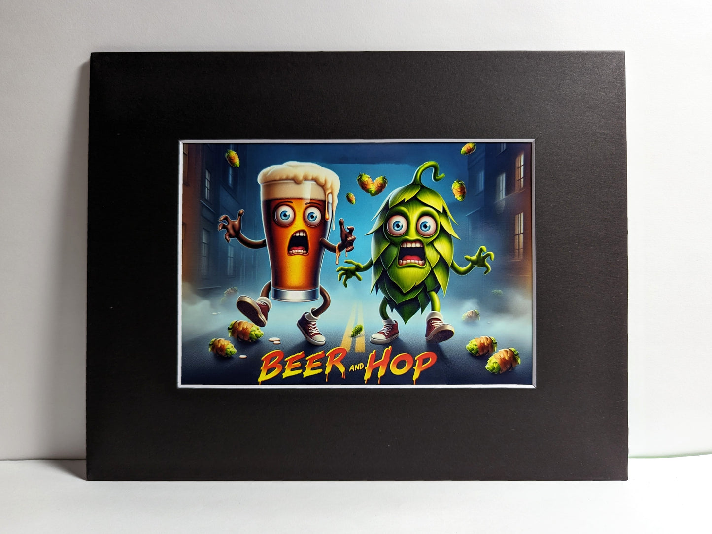 Beer and Hop Comedy-Horror Movie Poster Matted Print