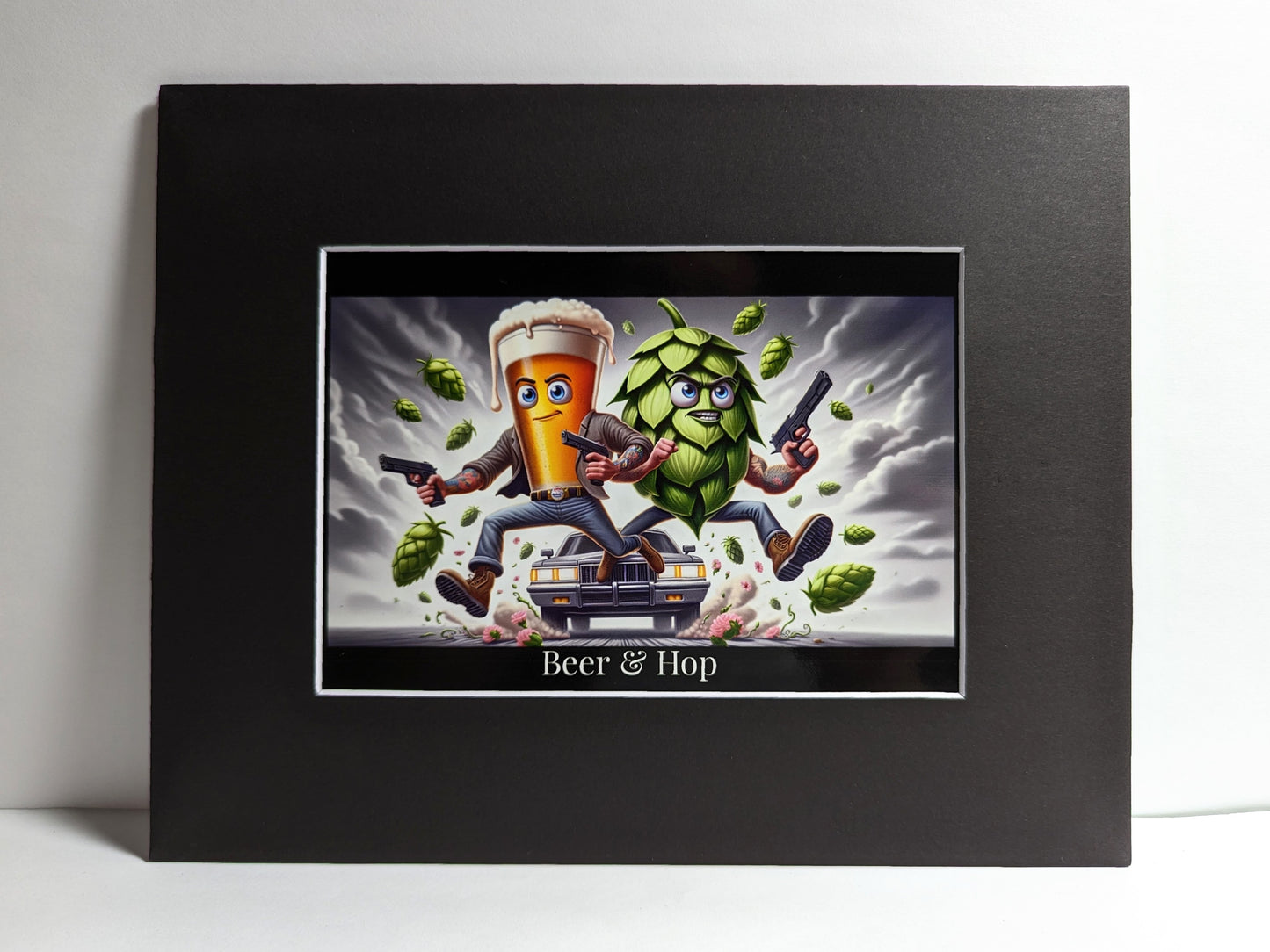 Beer and Hop Buddy Cop Action Movie Poster Matted Print