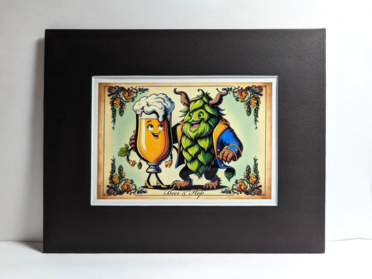 Beer and Hop Beautiful Beasts Matted Print