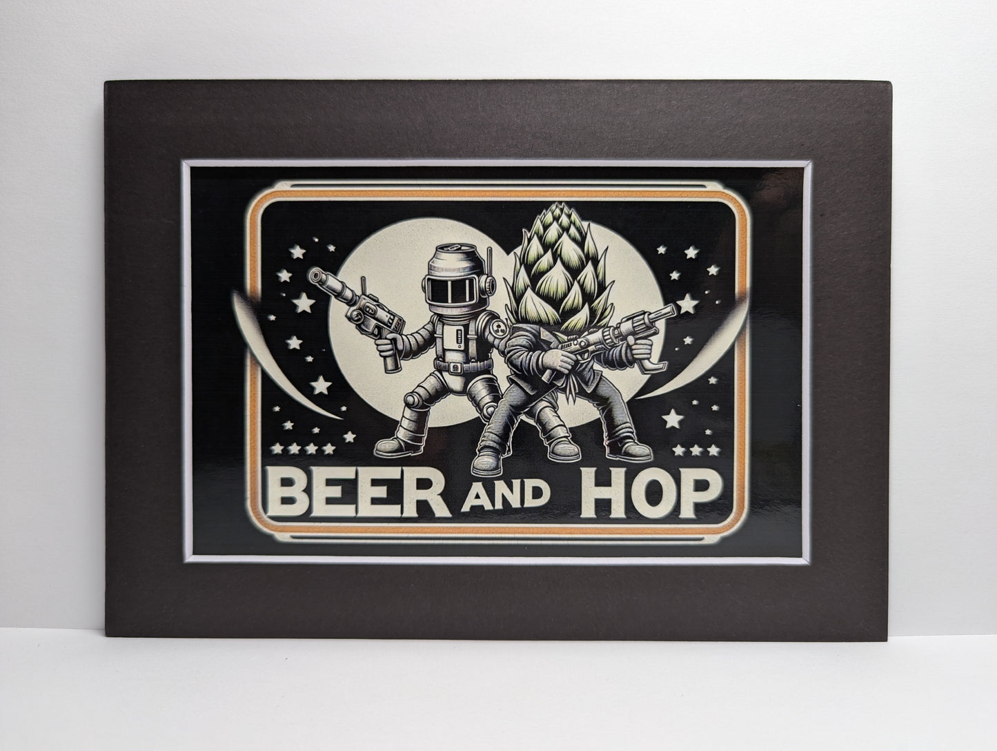 Beer and Hop Space Movie Poster Matted Print 5" x 7"