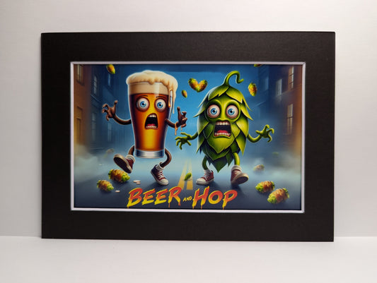 Beer and Hop Comedy-Horror Movie Poster Matted Print 5" x 7"