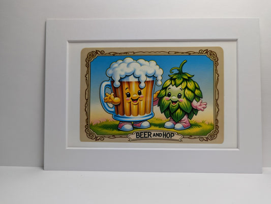 Beer and Hop Precious Matted Print 5" x 7"