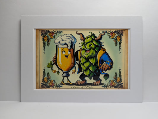 Beer and Hop Beautiful Beasts Matted Print 5" x 7"