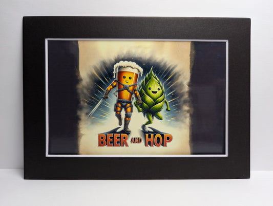 Beer and Hop Fantasy-Action Movie Poster Matted Print 5" x 7"