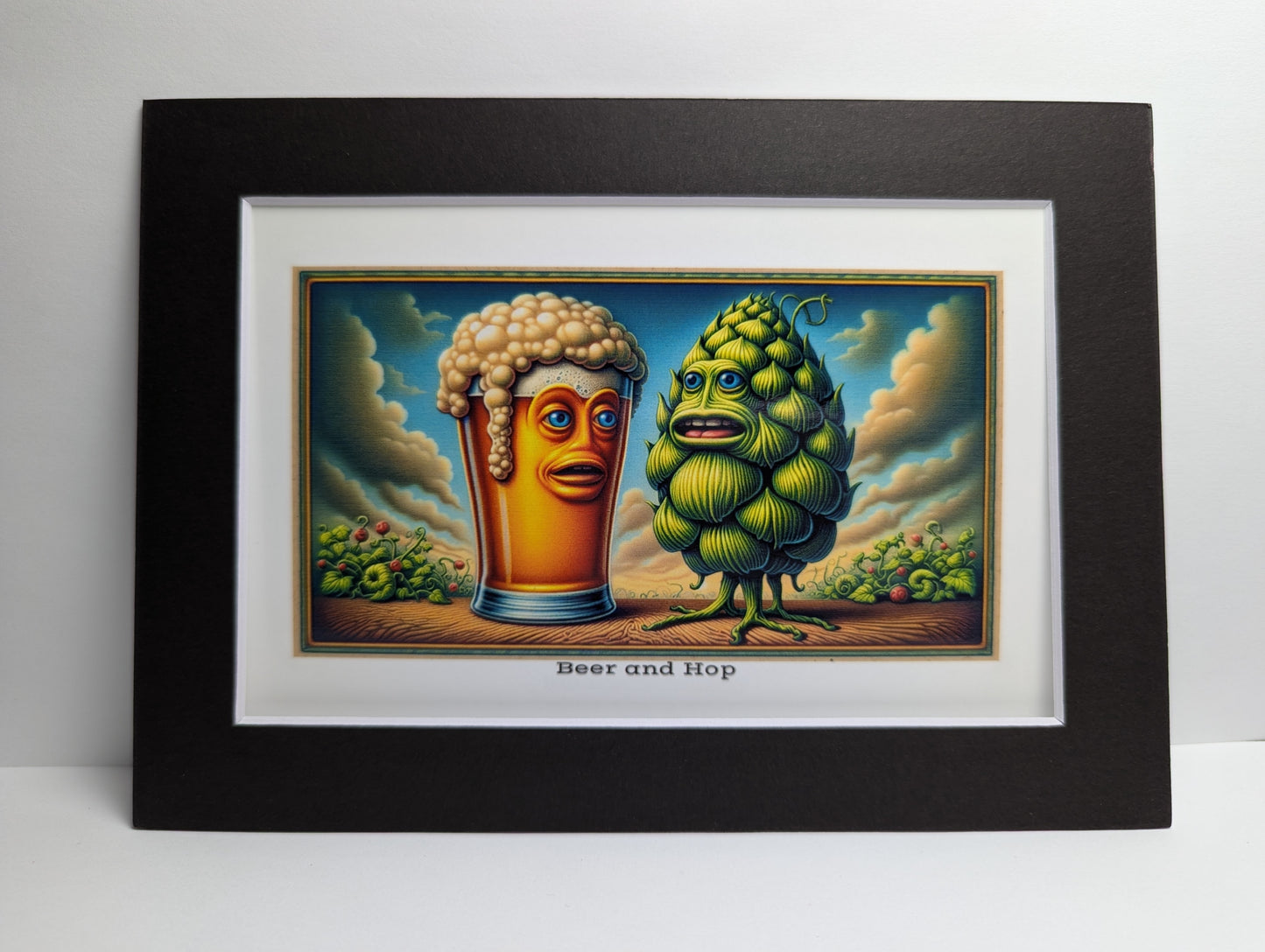 Beer and Hop Realistic Surrealism Matted Print 5" x 7"