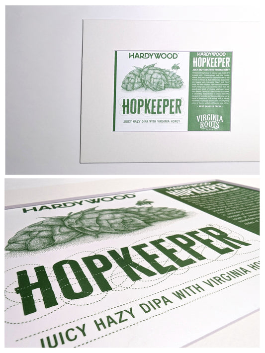 Upcycled Hardywood Hopkeeper Matted Beer Label