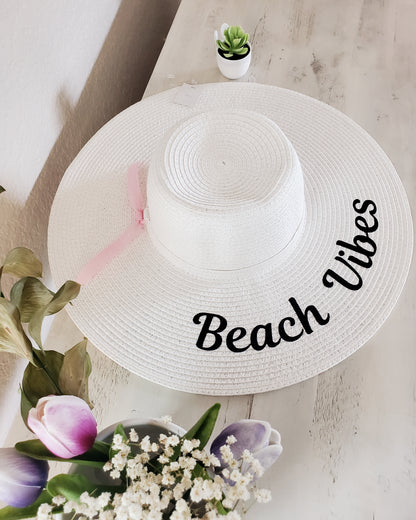 White 5" "Summer Vibes" Summer Hat for Women