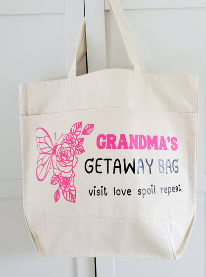 Big Canvas "Grandma's Gateaway Bag" Beach Bag Beige