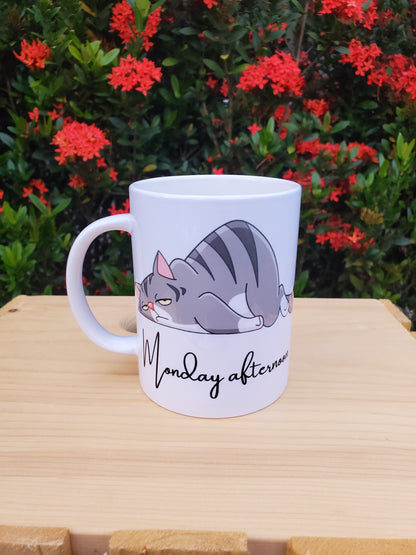 Funny Cat lovers Coffee Mug 15 oz Monday morning