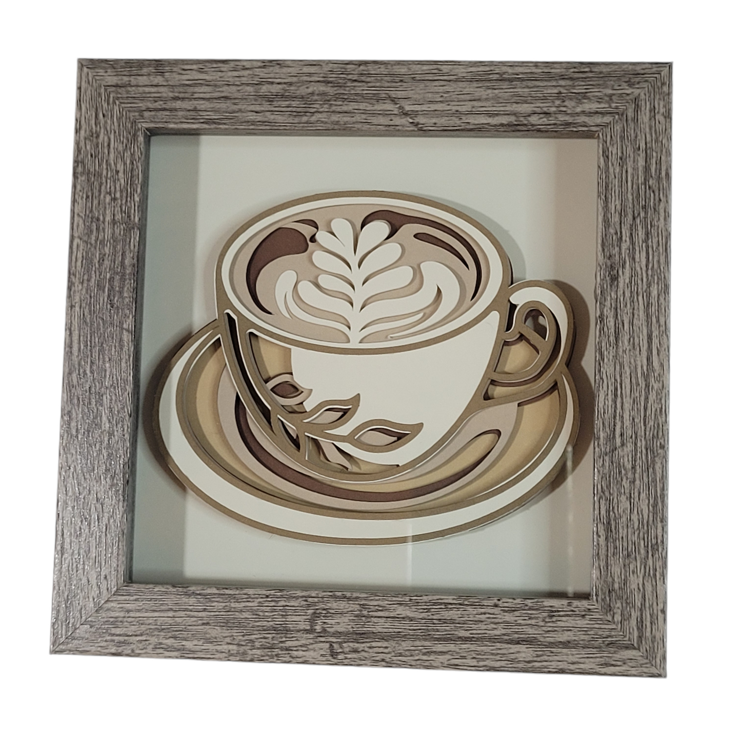 3D cup of latte shadow box