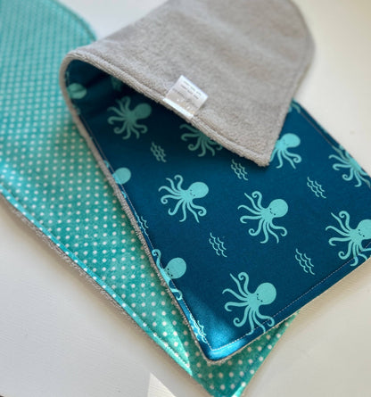 Octopus's Garden Burp Cloth, set of 2