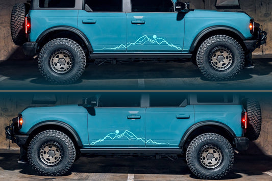 Mirrored Pair of Line Art Mountains Vinyl Decals | 273P