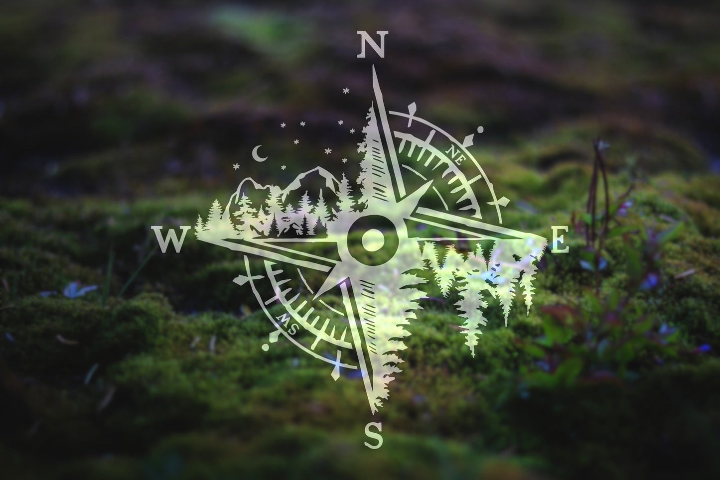 Mountains and Forest Compass Vinyl Decal | 277