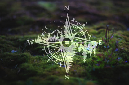 Mountains and Forest Compass Vinyl Decal | 277