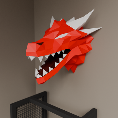 3D PaperCraft Dragon Head Wall Art Origami Decor