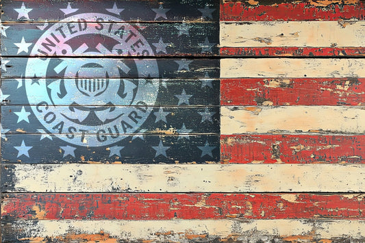 American Flag Coast Guard Star Union Vinyl Decal or Stencil | 310