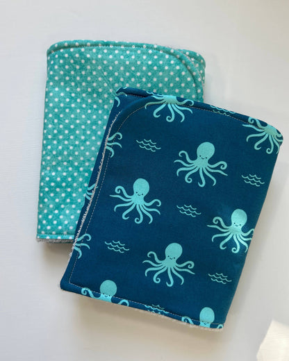 Octopus's Garden Burp Cloth, set of 2