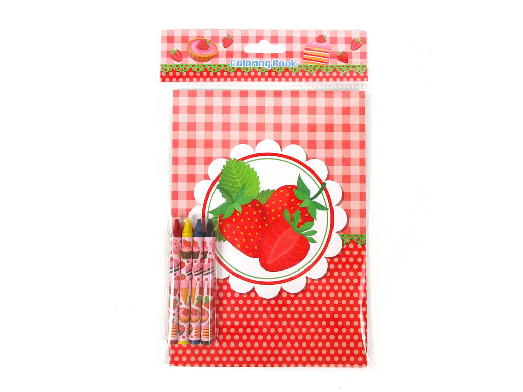 Strawberry Coloring Books with Crayons Party Favors