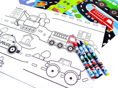 Transportation Vehicles Train and Construction Coloring Book