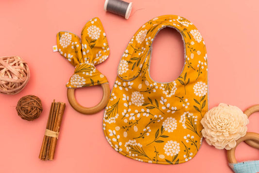 Wildflower on Yellow Crinkle teether