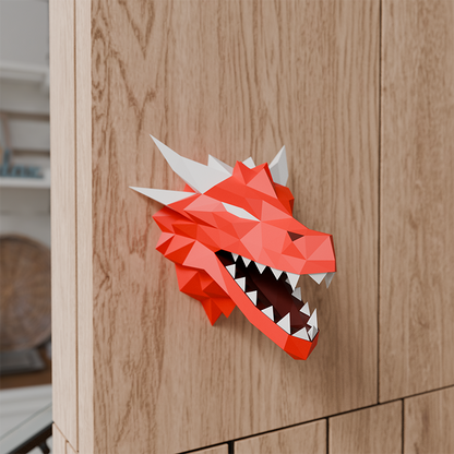 3D PaperCraft Dragon Head Wall Art Origami Decor