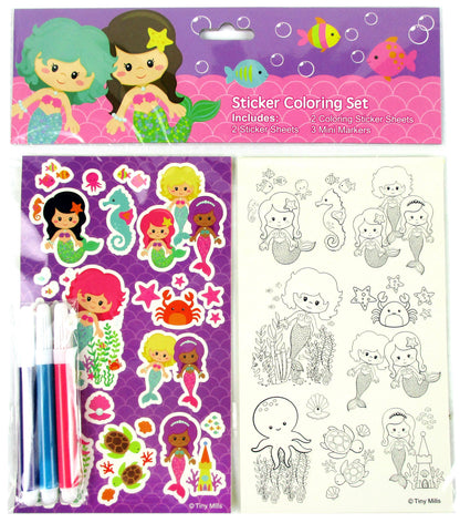 Mermaid Color-in Sticker Set with Markers