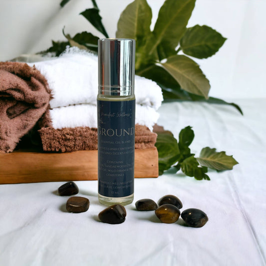 Ground Essential Oil Blend with Tiger's Eye Gemstones