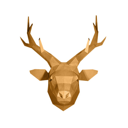 Gold Deer Head PaperCraft Origami Wall Art