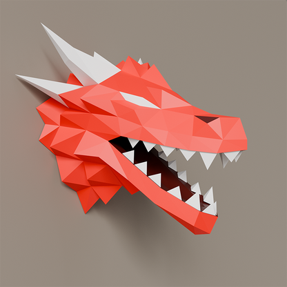 3D PaperCraft Dragon Head Wall Art Origami Decor