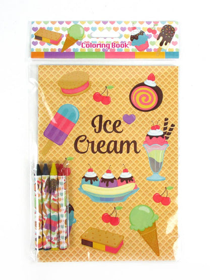Ice Cream Coloring Books with Crayons Party Favors