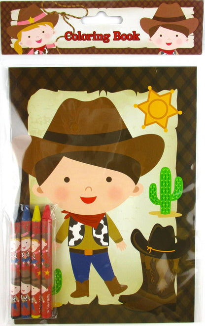 Western Cowboy Cowgirl Coloring Books with Crayons