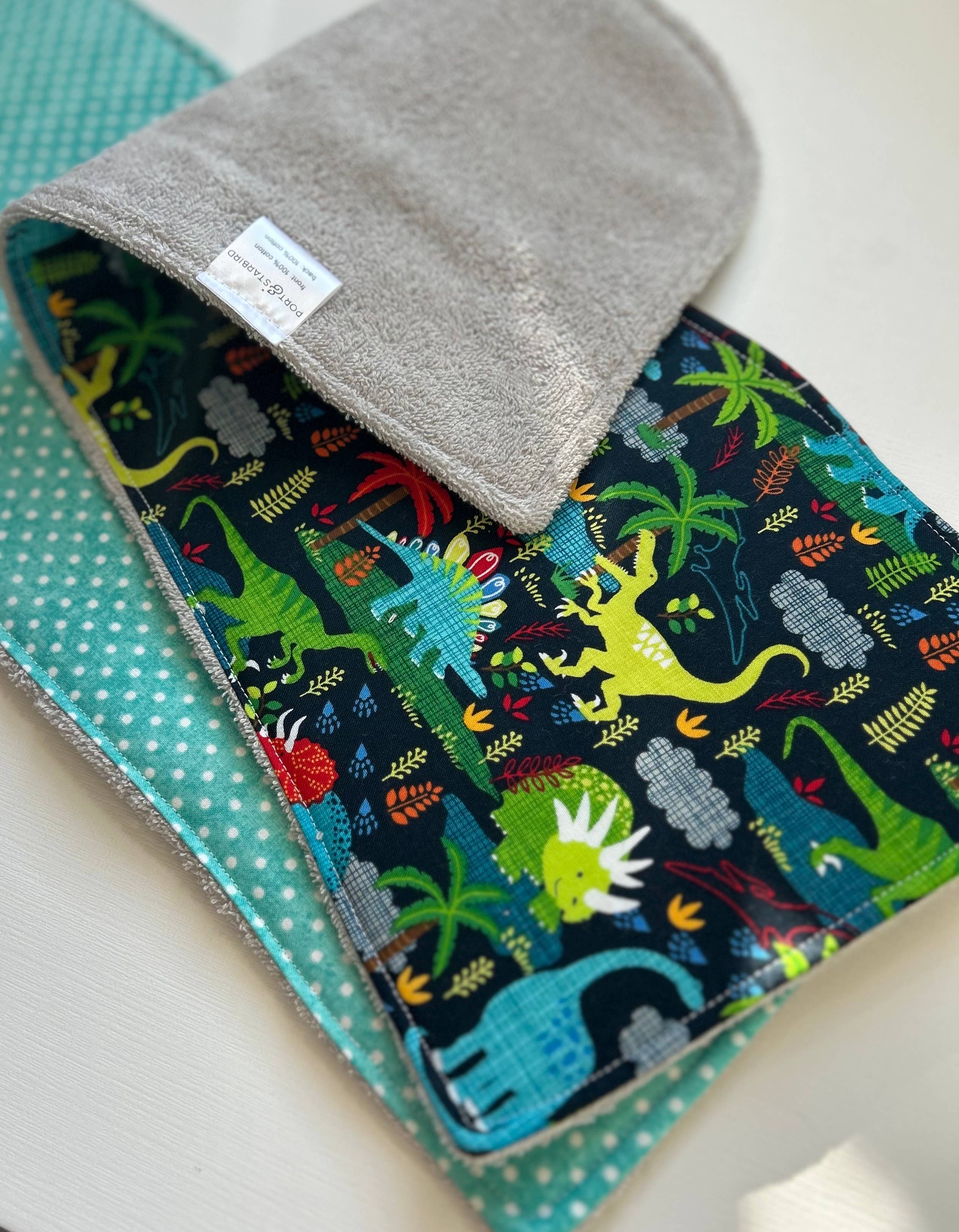 Primary Dinos Burp Cloth, set of 2