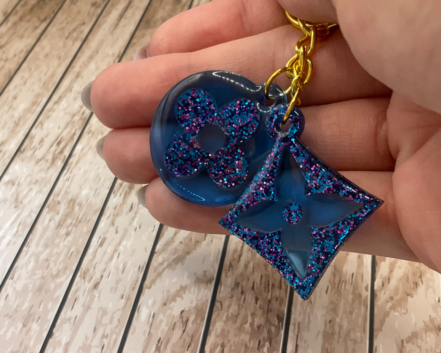 Blue LV Inspired Keychain - 1